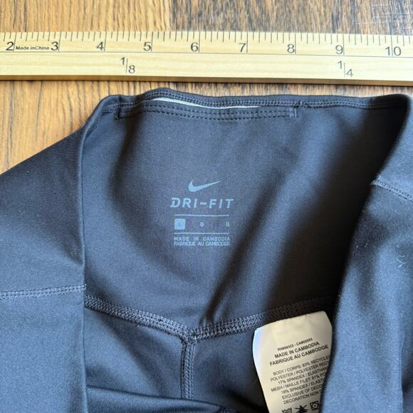 Nike Dri-FIT Cropped Leggings Women’s L Black Gray Panel Workout Pants - Picture 3 of 5